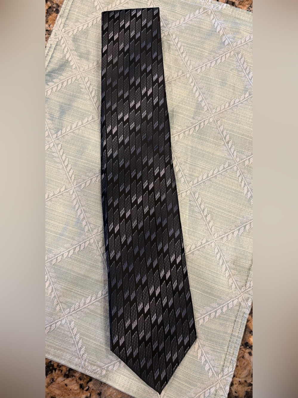 John Ashford Black and Gray Diagonal Geometric Tie
